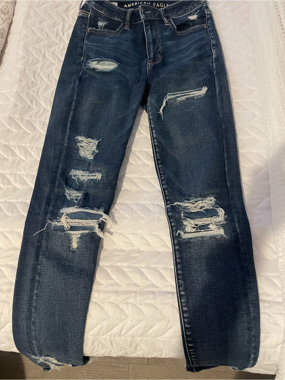 American Eagle Outfitters Dark Blue Distressed Skinny Jeans
